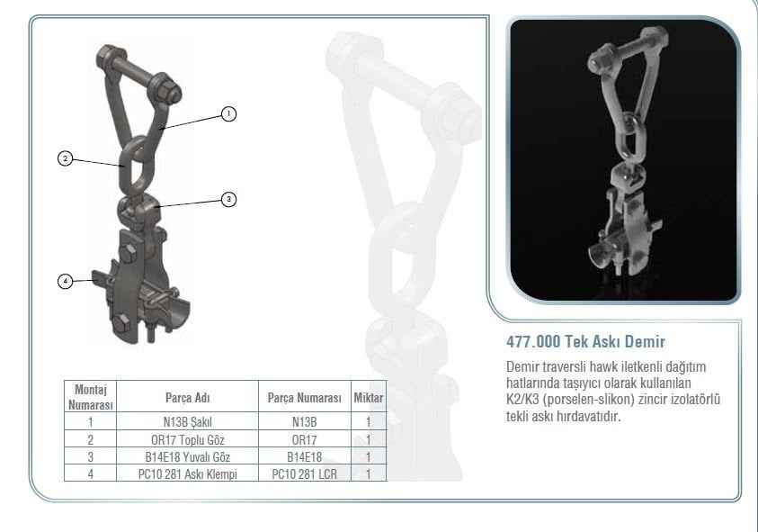 477.000 Tek Askı Demir
