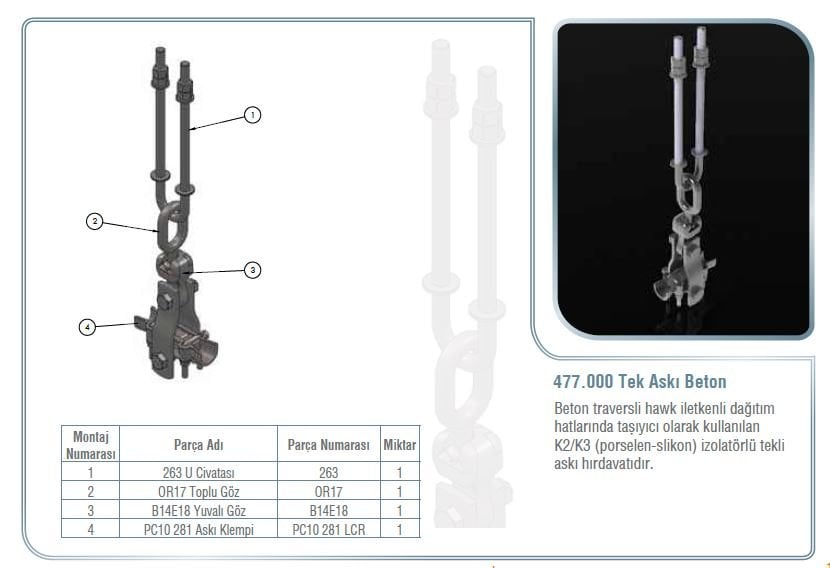 477.000 Tek Askı Beton